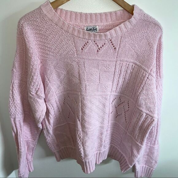 Vintage light pink knit sweater - Picture 3 of 9